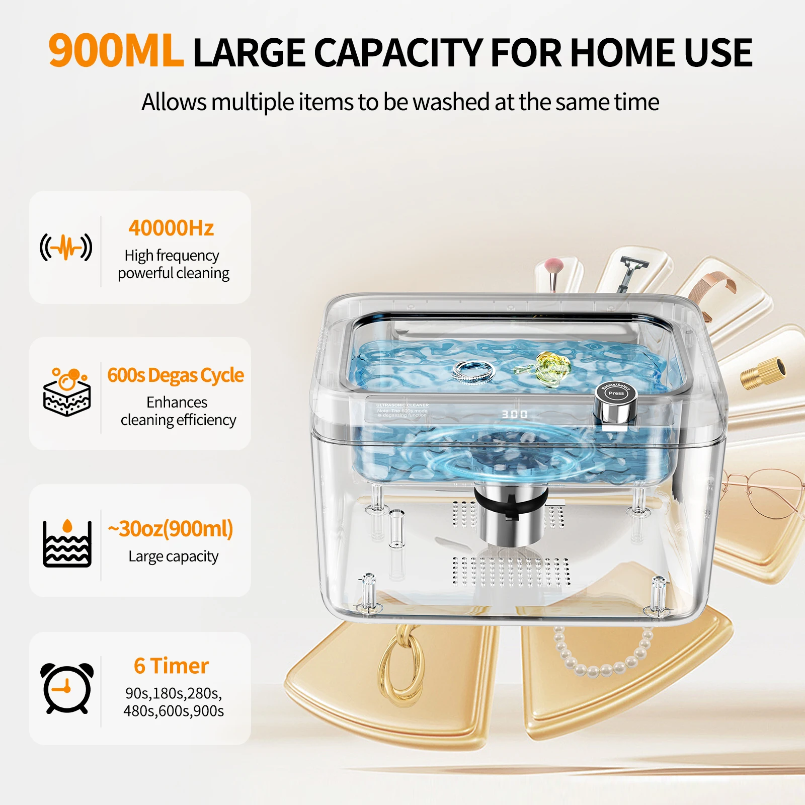 900ml Ultrasonic Cleaner Portable Cleaning Washing Machine 60W Lave-Dishes Ultrasound Bath Sonic Home Appliance 220V EU Plug