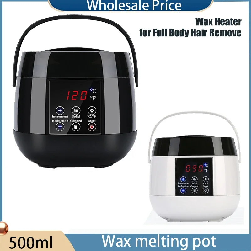 500ML Wax Heater Set For Body Hair Removal Unisex / Black And White Color Electric Display Screen Wax Heater / 200g Wax Beans