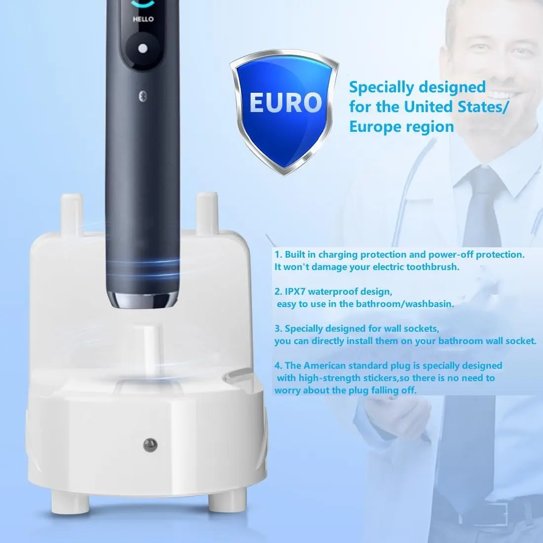 For the Oral-B Braun Electric Toothbrush Charger Oral-B 3757 Electric Toothbrush Induction Charging Dock Wall, Waterpr