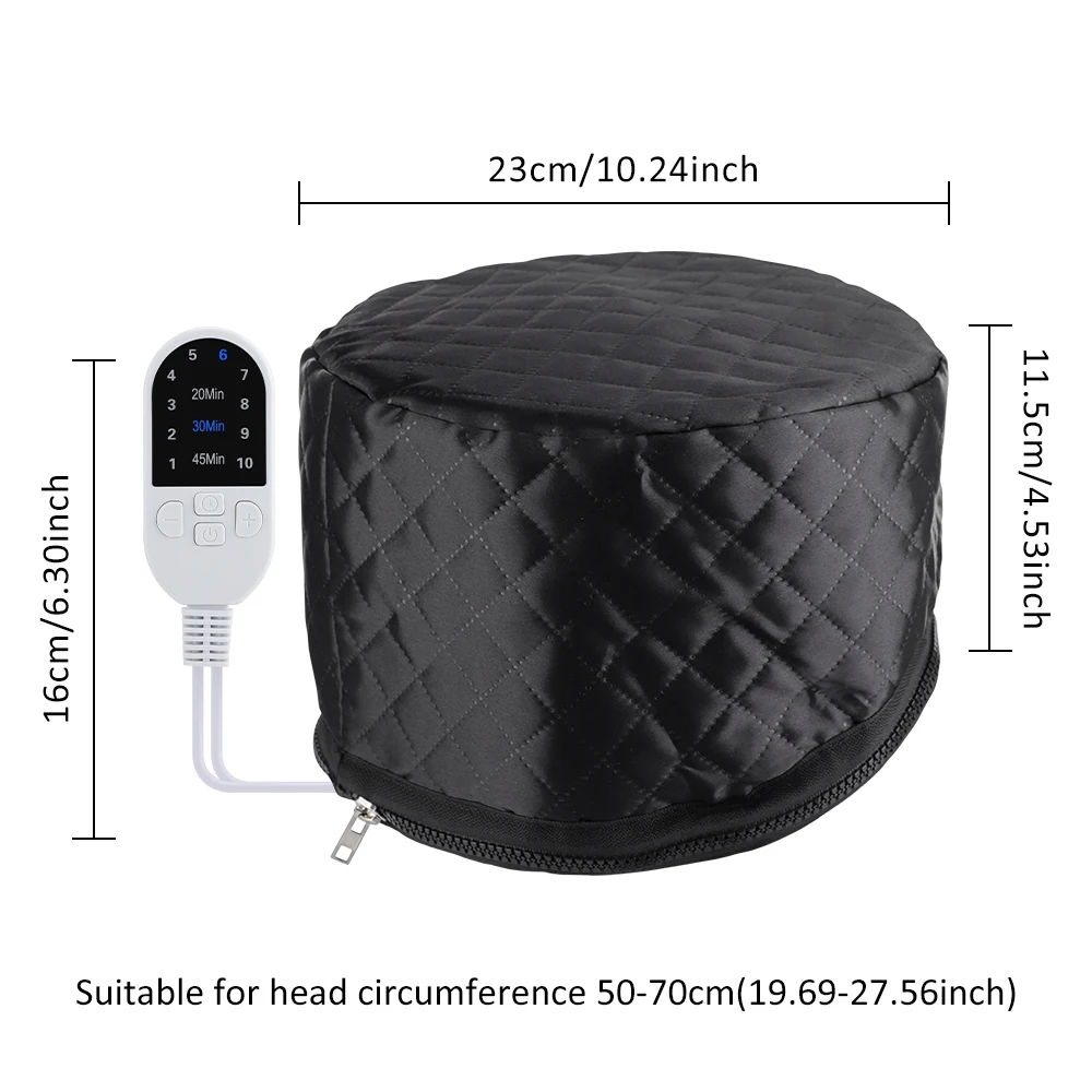 Electric Hair Steamer Cap Hair Heating Hat 3 Time Setting10-Level Heat Home Use Thermal for Deep Conditioning Hair Care SPA Cap