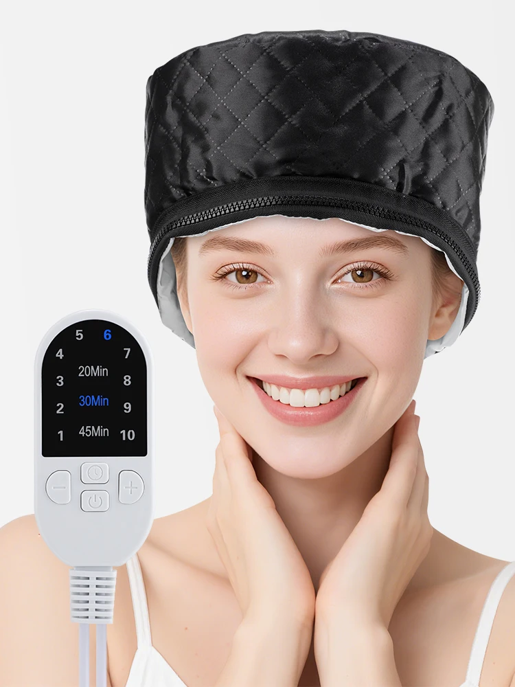 Electric Hair Steamer Cap Hair Heating Hat 3 Time Setting10-Level Heat Home Use Thermal for Deep Conditioning Hair Care SPA Cap