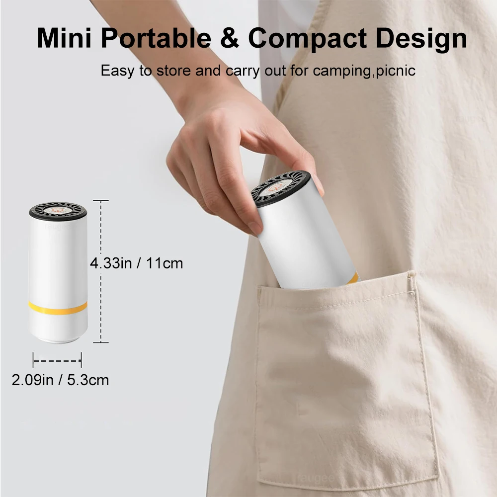 Electric Vacuum Sealer Pump Portable Handheld Vacuum Sealer Pump Rechargeable Sealer Pump with BPA-Free Vacuum Packaging Bag