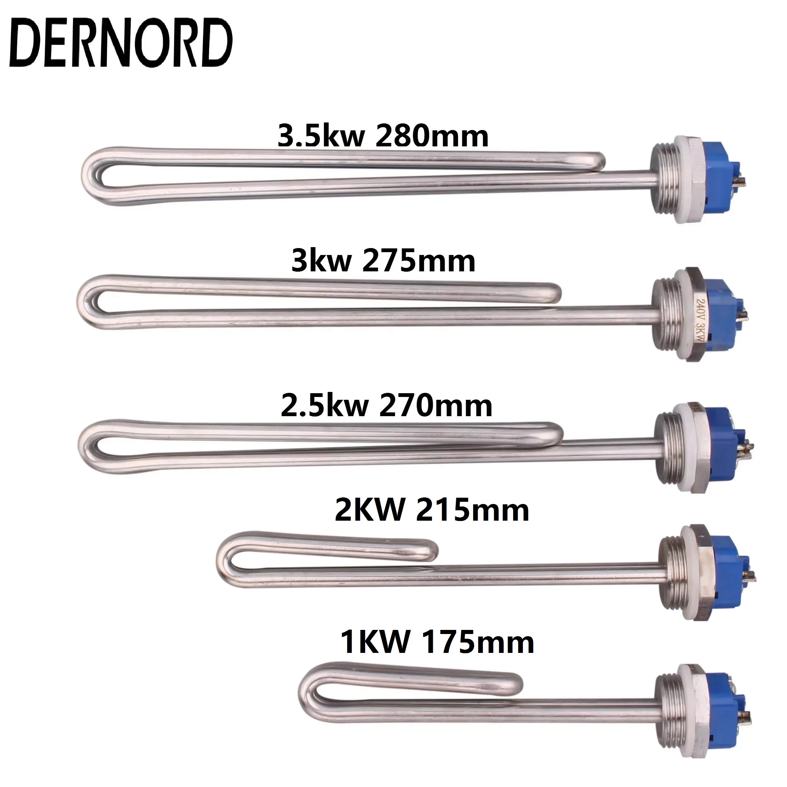 DERNORD Electric Heating Element 1"BSP Foldback Immersion Resistance 240V 1KW 2KW 2.5KW 3KW 3.5KW Tubular Water Heater