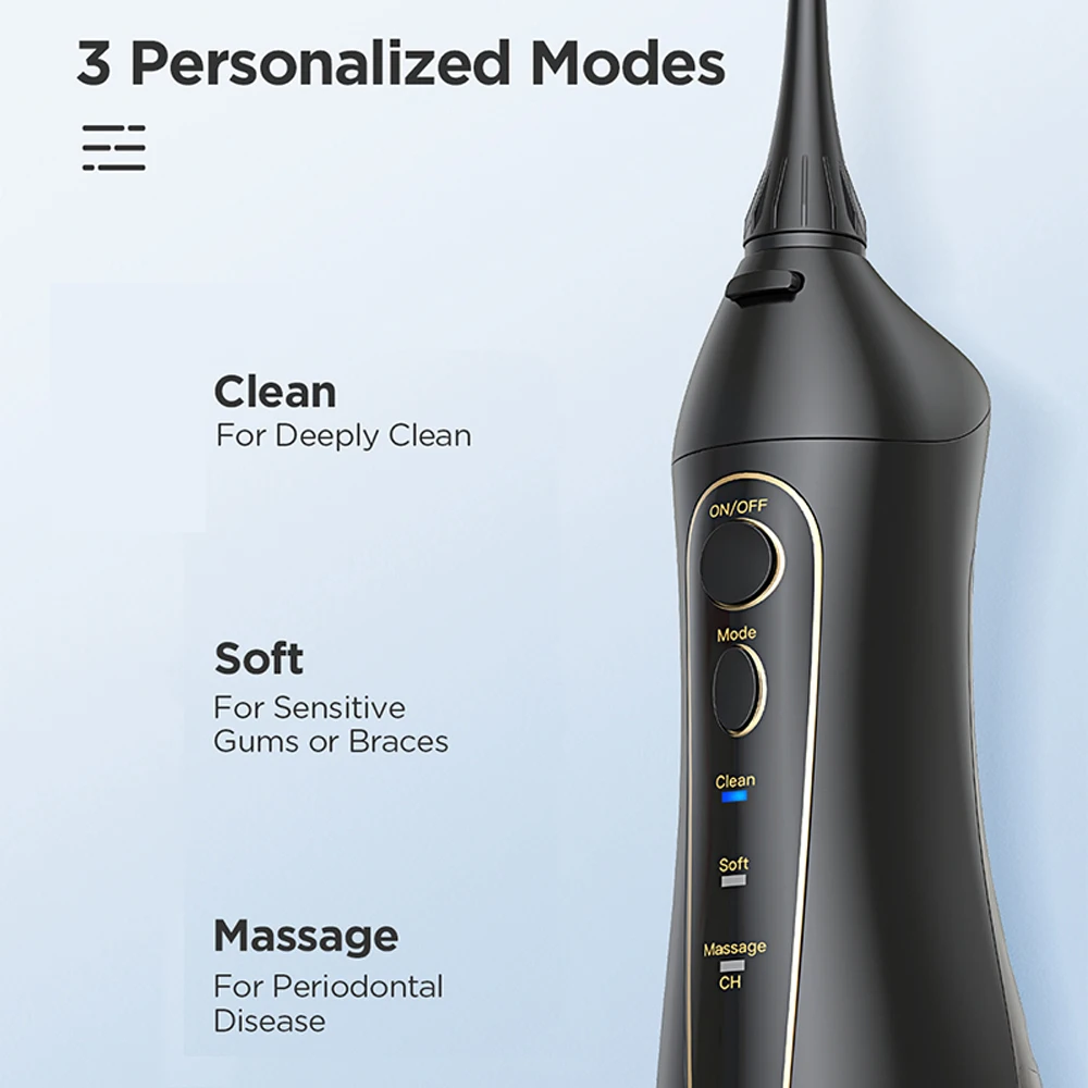 Fairywill 5020E Water Flosser Teeth 300ML Oral Irrigator Rechargeable Portable Dental 3 Modes Water Tank Waterproof Teeth Cleane