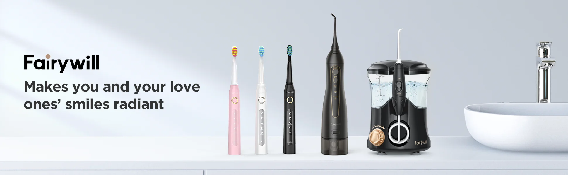 Fairywill 5020E Water Flosser Teeth 300ML Oral Irrigator Rechargeable Portable Dental 3 Modes Water Tank Waterproof Teeth Cleane