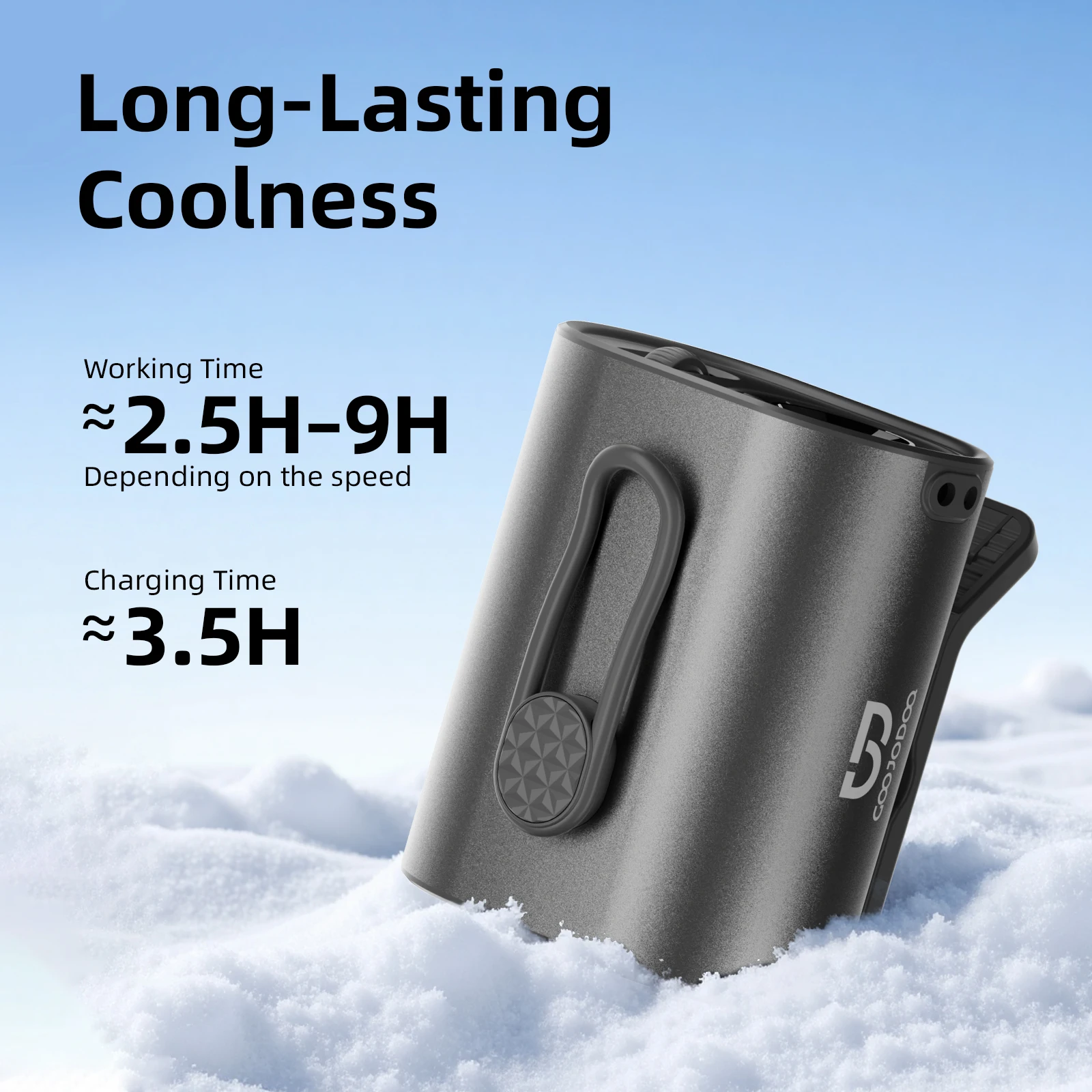 3600mAh Waist Fan with Wind Speed 11m/s, Running Time 9 Hours, 360° Adjustable 100 Levels Suitable for Outdoor Travel Stroller