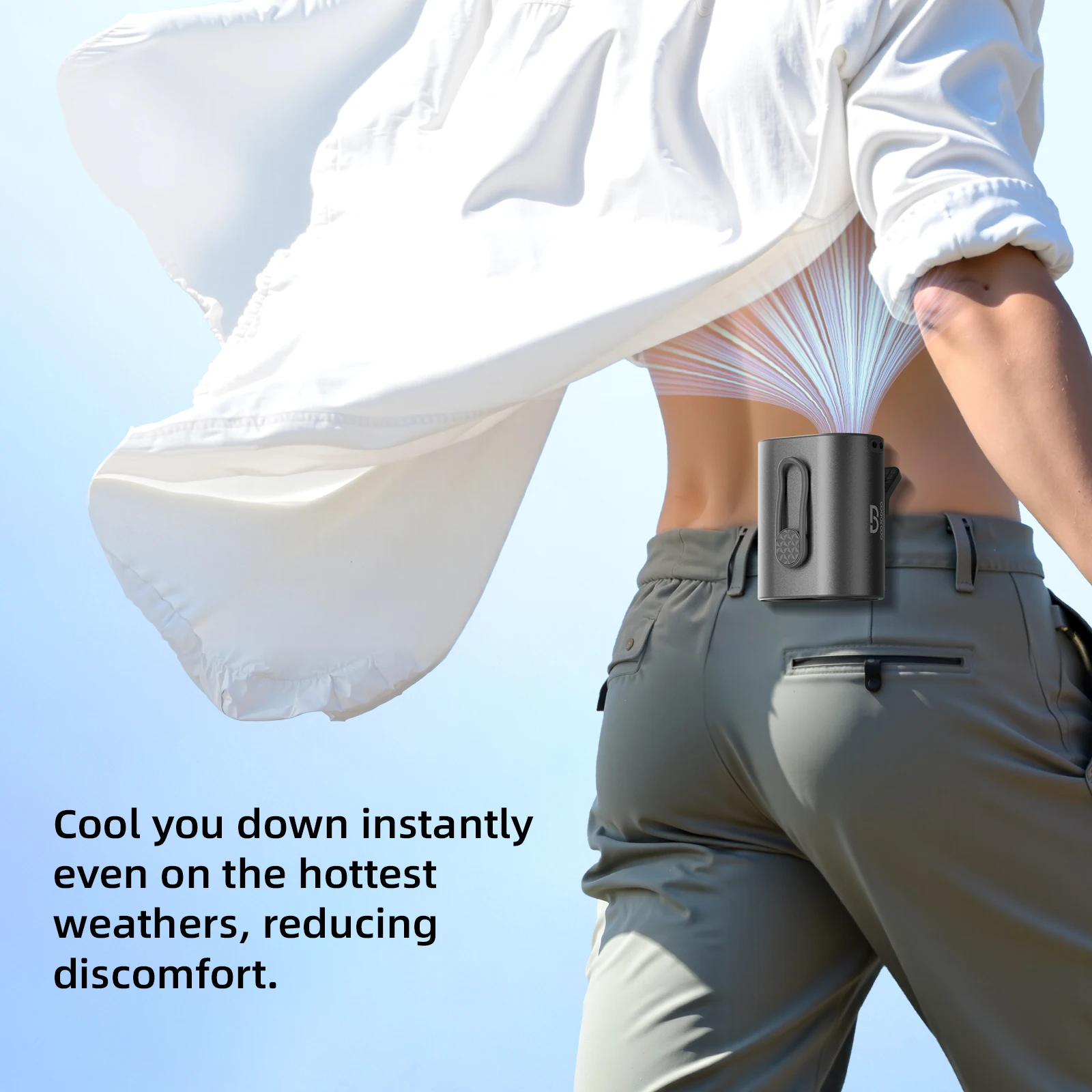 3600mAh Waist Fan with Wind Speed 11m/s, Running Time 9 Hours, 360° Adjustable 100 Levels Suitable for Outdoor Travel Stroller