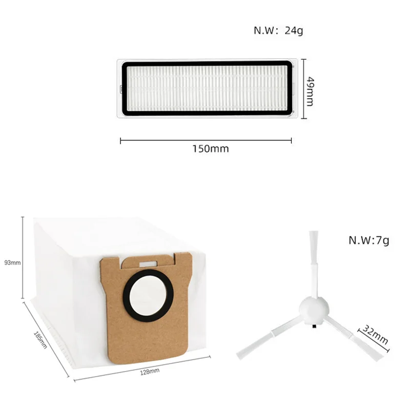 Fit For ( Xiaomi Robot Vacuum H40 / OV51 ) Vacuum Cleaner Robot Part Parts Dust Bag Side Brush HEPA Filter Accessories