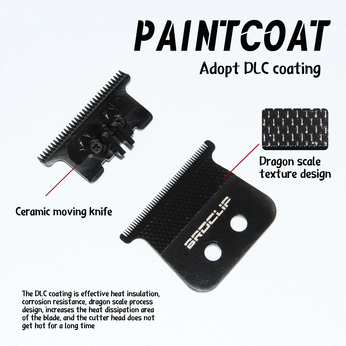BRDCLIP Original Replaceable Blade Suitable for BRD 116 DK 078 SC/Gamma Hair Trimmer 440C Steel Ceramic Dragon Scale Texture