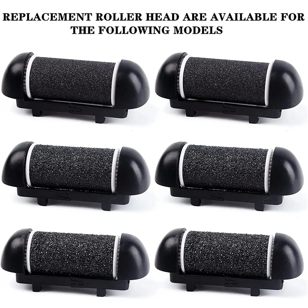 Black Foot Care Tool Heads, Hard Skin Remover, Refill Rollers for Cracked Heels Calluses and Dead Skin Removal, 6 Pcs
