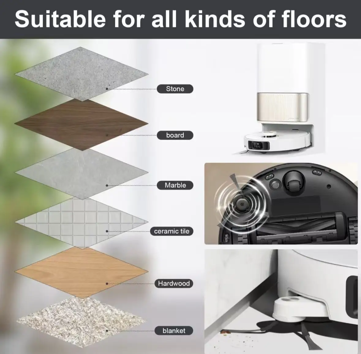 For MOVA V50 Ultra Robot Vacuum Spare Parts Main Side Brushes Mop Cloths HEPA Filters Dust Bags Accessories