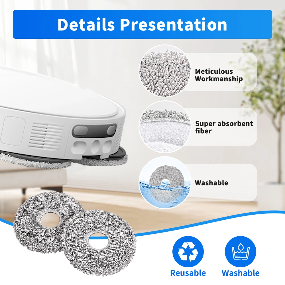 Mop Cloths Dust Bag Replacement For Xiaomi 5 Pro/OV21CN/X10 Plus/X20 Plus/M30S/M30 Pro Mop Rags Bags Robot Vacuum Cleaner Parts