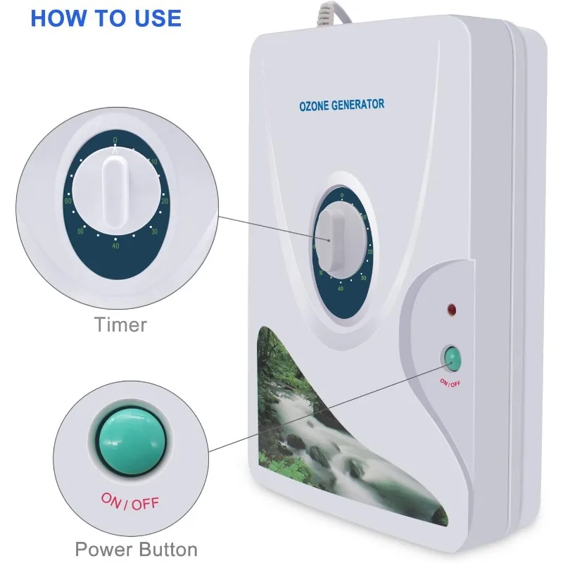 600mg Ozone Generator Water Ozonator O3 Ozone Machine 600mg/h for Home Air, Water, Fruits, Vegetables Clean EU US Plug