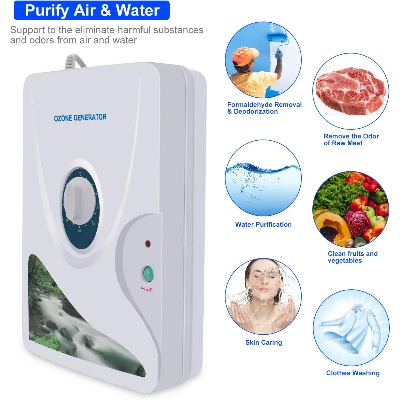 600mg Ozone Generator Water Ozonator O3 Ozone Machine 600mg/h for Home Air, Water, Fruits, Vegetables Clean EU US Plug