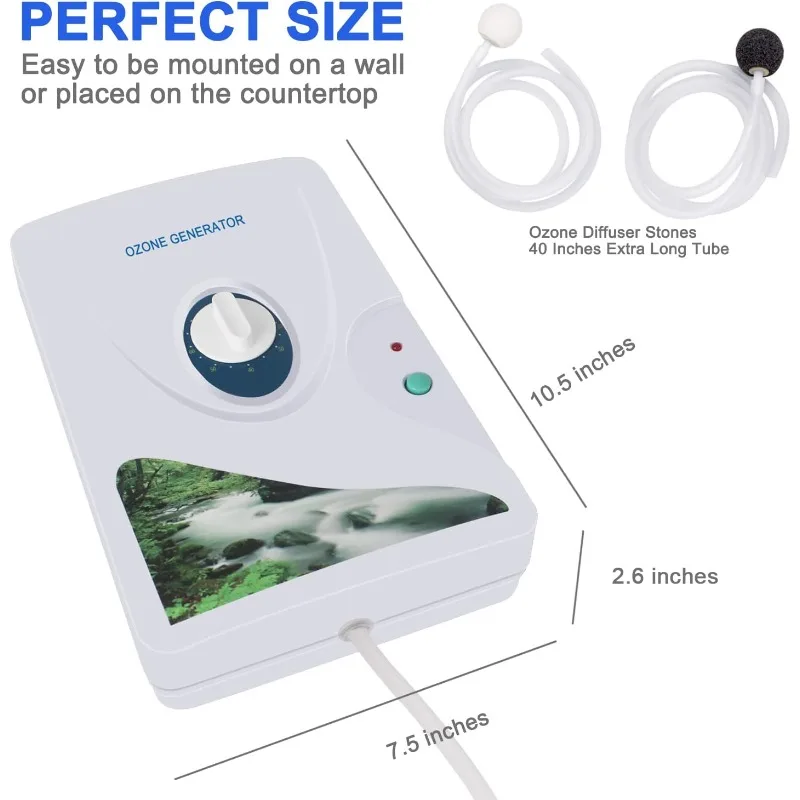 600mg Ozone Generator Water Ozonator O3 Ozone Machine 600mg/h for Home Air, Water, Fruits, Vegetables Clean EU US Plug