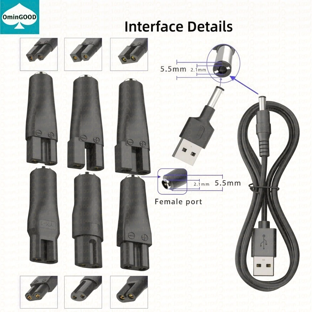 NEW 8PCS Power Cord 5V Replacement USB Adapter Charger Suitable for All Kinds Hair Clippers Beard Trimmers Shavers