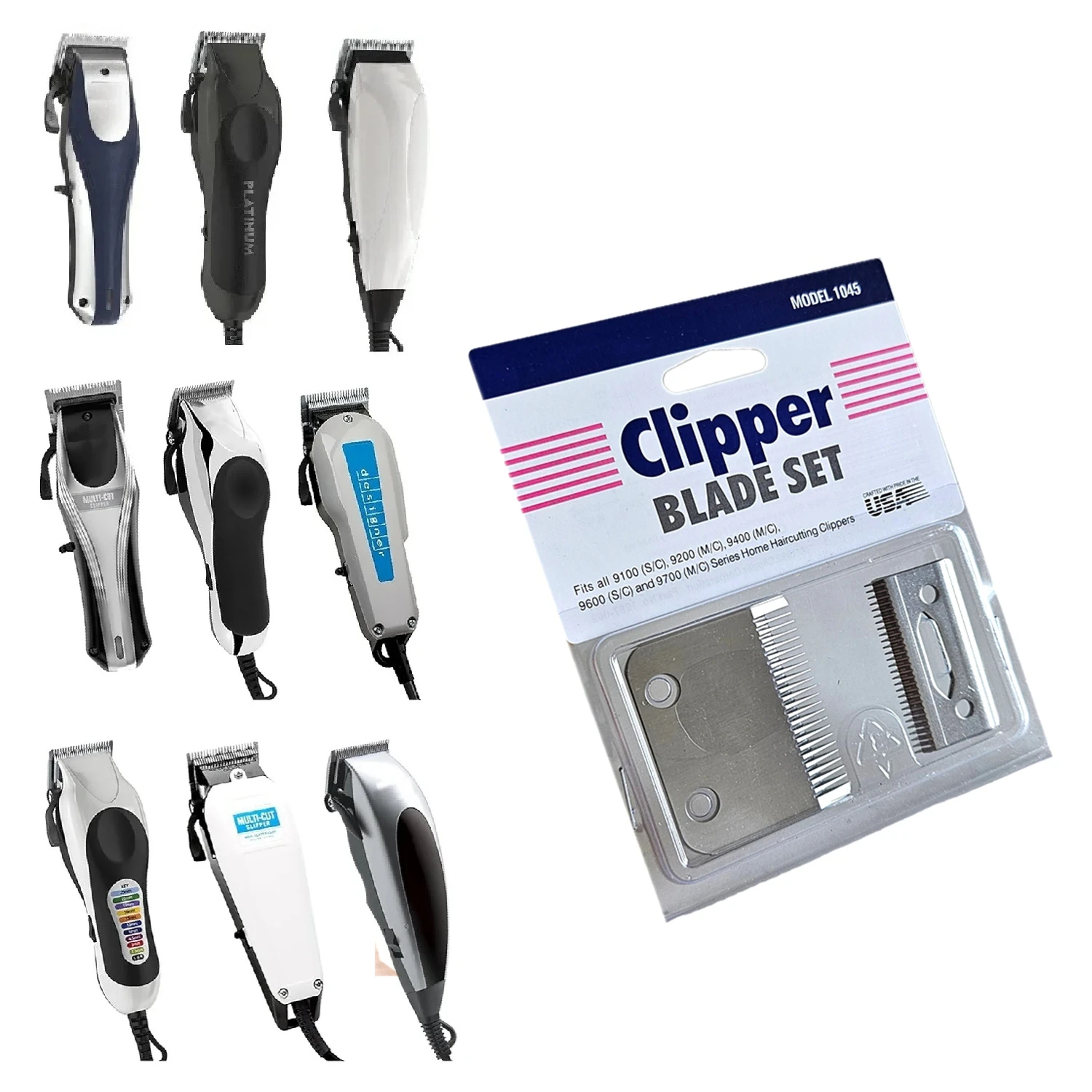 Replacement Clipper 1045 Blade Fit For Wahl Basic/Multi-Cut/Premium/Deluxe 9100, 9200, 9400, 9600, 9700, 8640-500 Home Kit