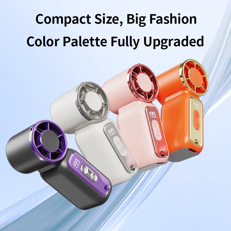 Super Mini Rechargeable Handheld Fan Powerful Wind Ultra-Quiet Fan Digital Display Portable Small Summer Fan Best Selling