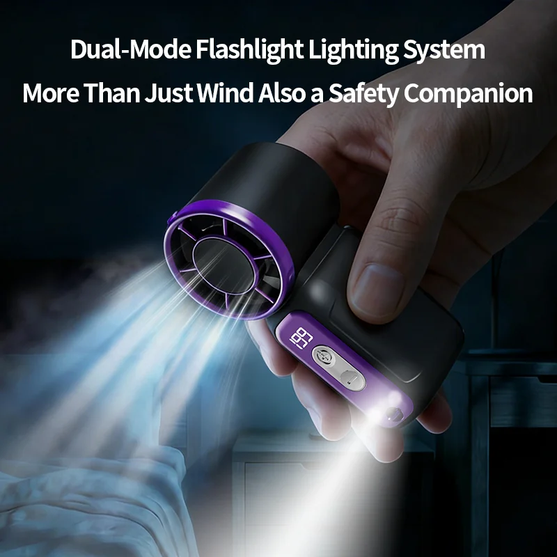 Super Mini Rechargeable Handheld Fan Powerful Wind Ultra-Quiet Fan Digital Display Portable Small Summer Fan Best Selling