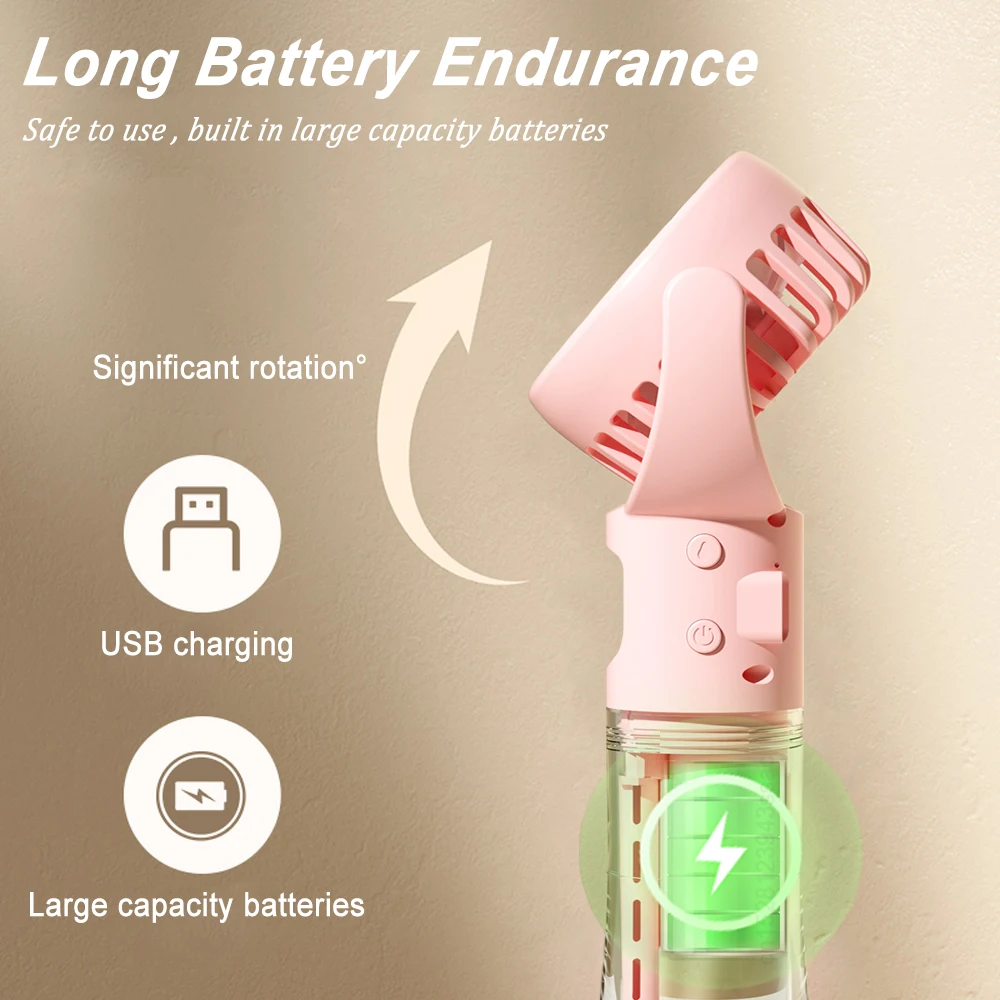 Portable Fan Mini Handheld Humidifier Fan USB Rechargeable Portable Handheld Mist Fan with Humidifier Mini Water Spray Hand Fans