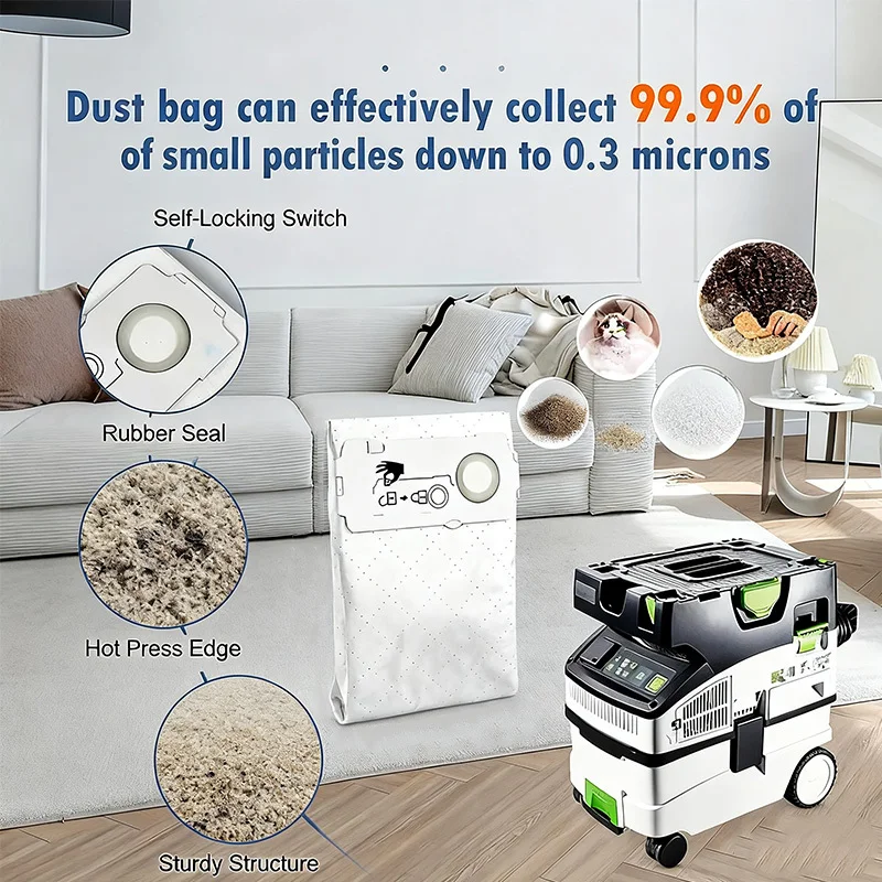 8pcs FeStool Series Vacuum Cleaner Dust Bags. Compatible for FeStool CT MINI, CT MID, and CT 15 Filter Bags.