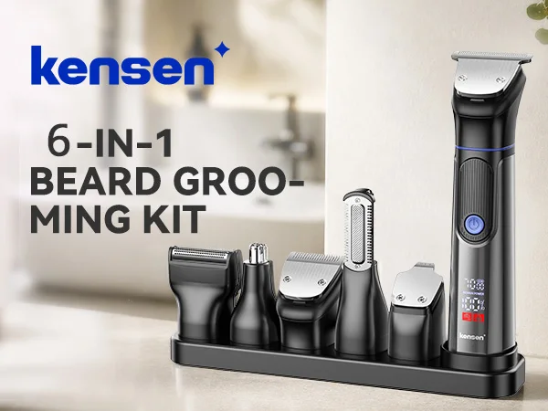 Kensen S38 Electric Hair Trimmer for Men 6 in 1 Body Hair Shaver Nose Beard Trimmer IPX6 Waterproof Hair Cutting Machine Barber