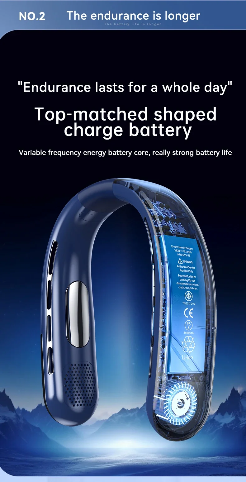 Lenovo Portable Neck Air Conditioner 5 Speed Ultra Hanging Neck Fan Rechargeable Semiconductor Refrigeration Leafless Fan 2026