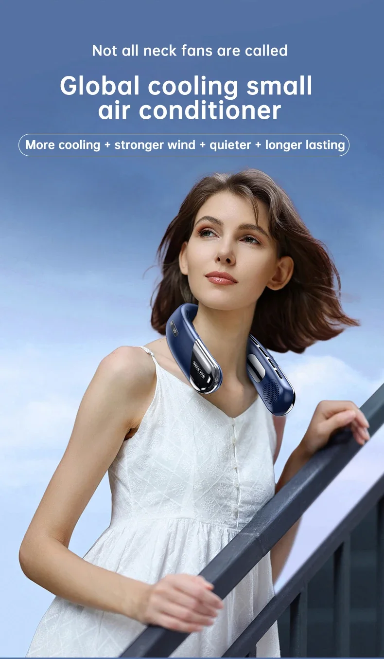 Lenovo Portable Neck Air Conditioner 5 Speed Ultra Hanging Neck Fan Rechargeable Semiconductor Refrigeration Leafless Fan 2026