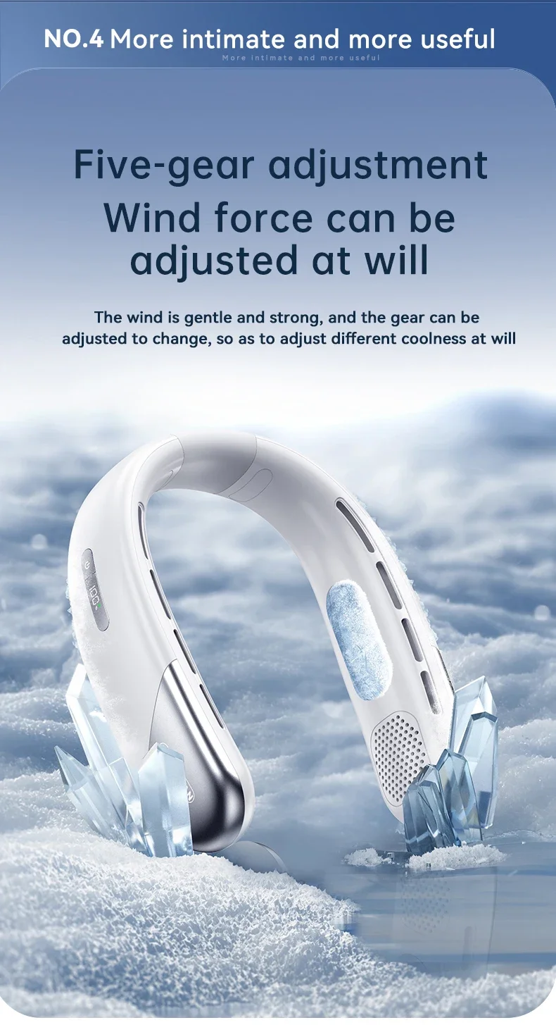Lenovo Portable Neck Air Conditioner 5 Speed Ultra Hanging Neck Fan Rechargeable Semiconductor Refrigeration Leafless Fan 2026