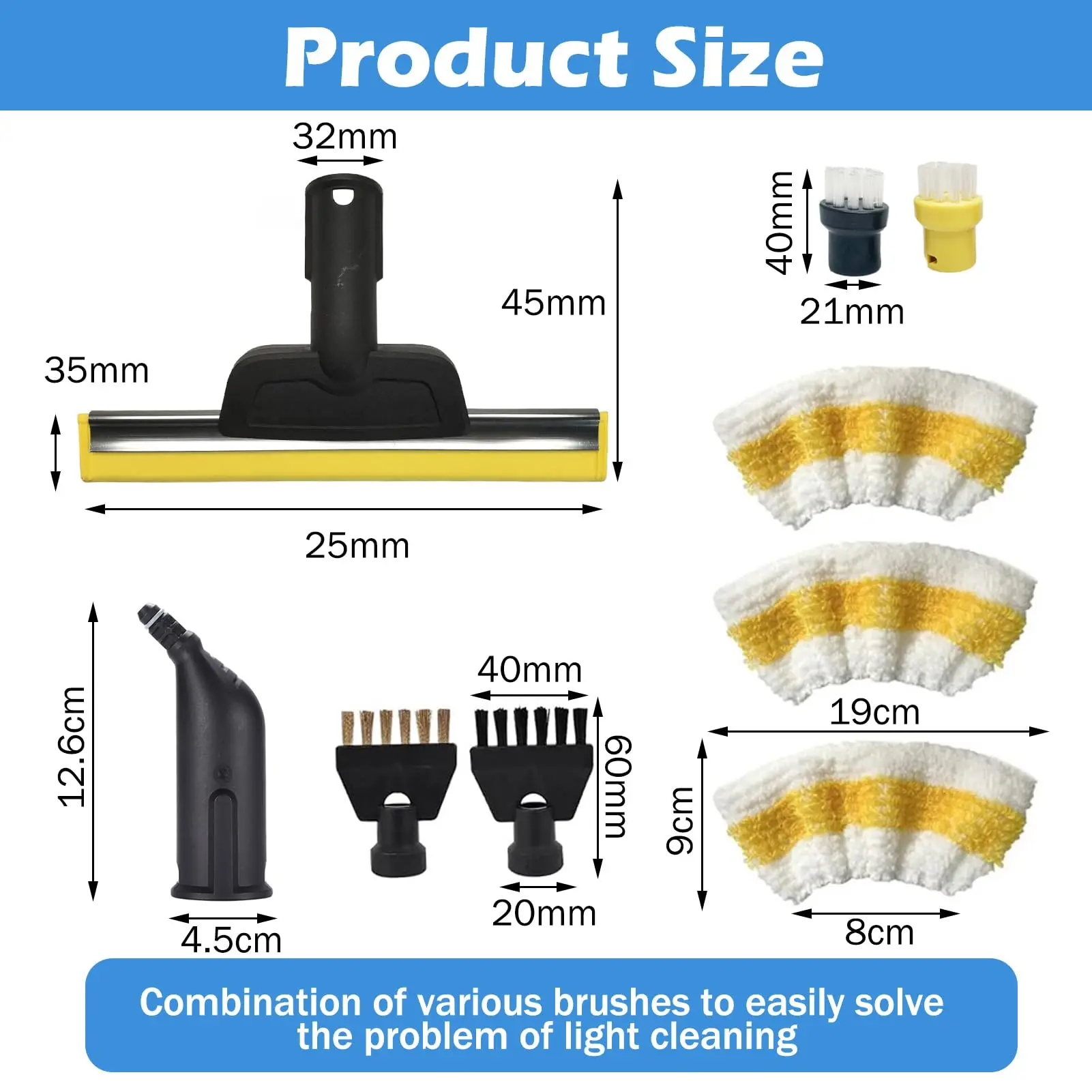Replacement For Karcher SC1 SC2 SC3 SC4 SC5 Handheld Steam Cleaner Brush Head Replacement Mop Cloths Cover Nozzle