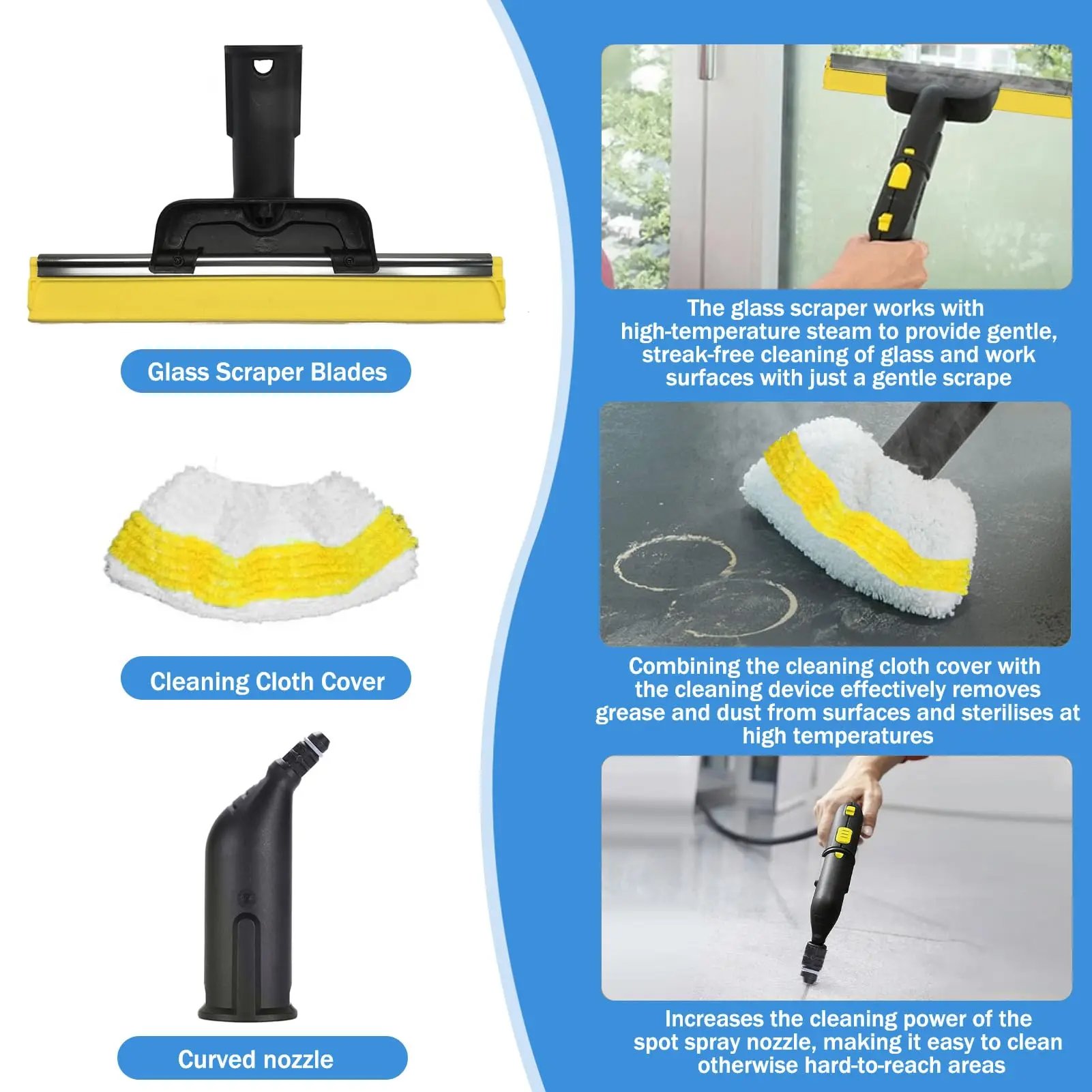 Replacement For Karcher SC1 SC2 SC3 SC4 SC5 Handheld Steam Cleaner Brush Head Replacement Mop Cloths Cover Nozzle