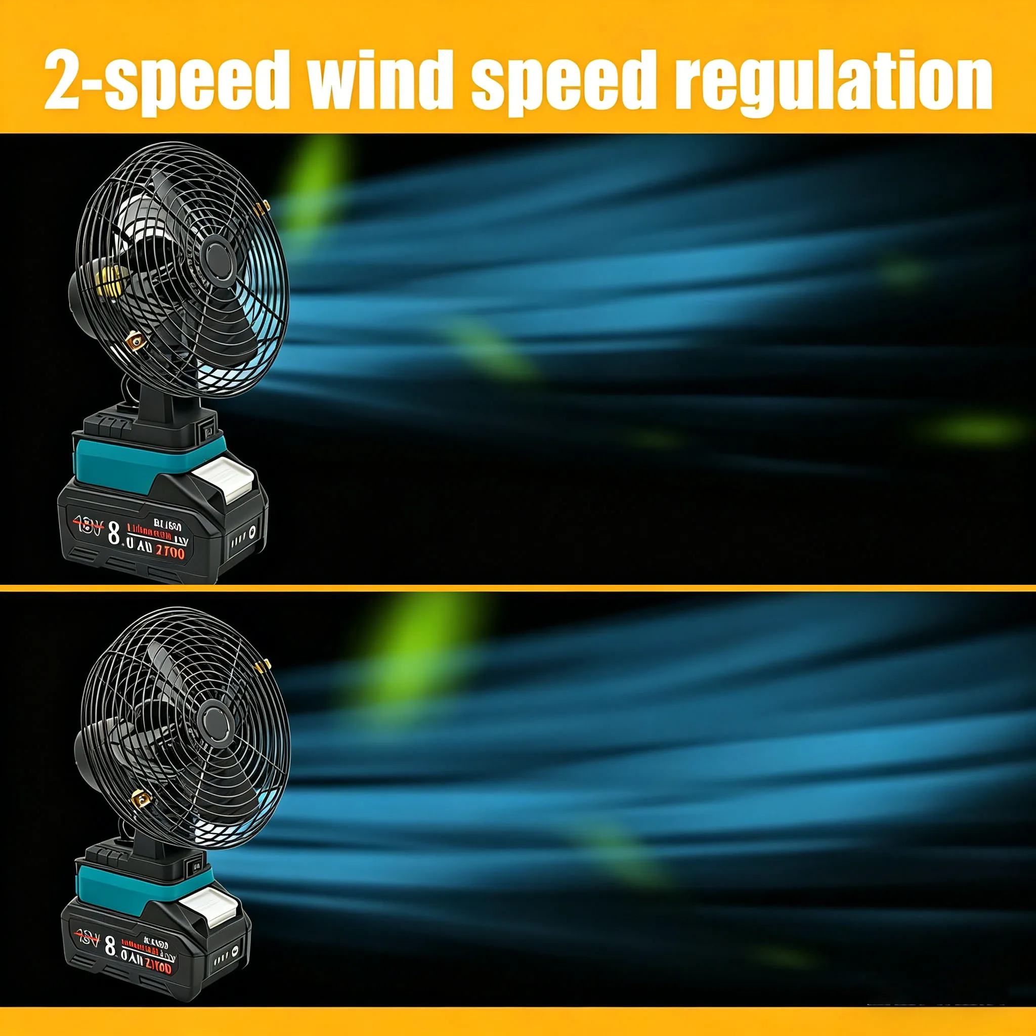 Camping Fan Outdoor Fishing Desktop Metal Strong Wind Fan For Makita For Dewalt For Milwaukee 18V Lithium Ion Battery For M18