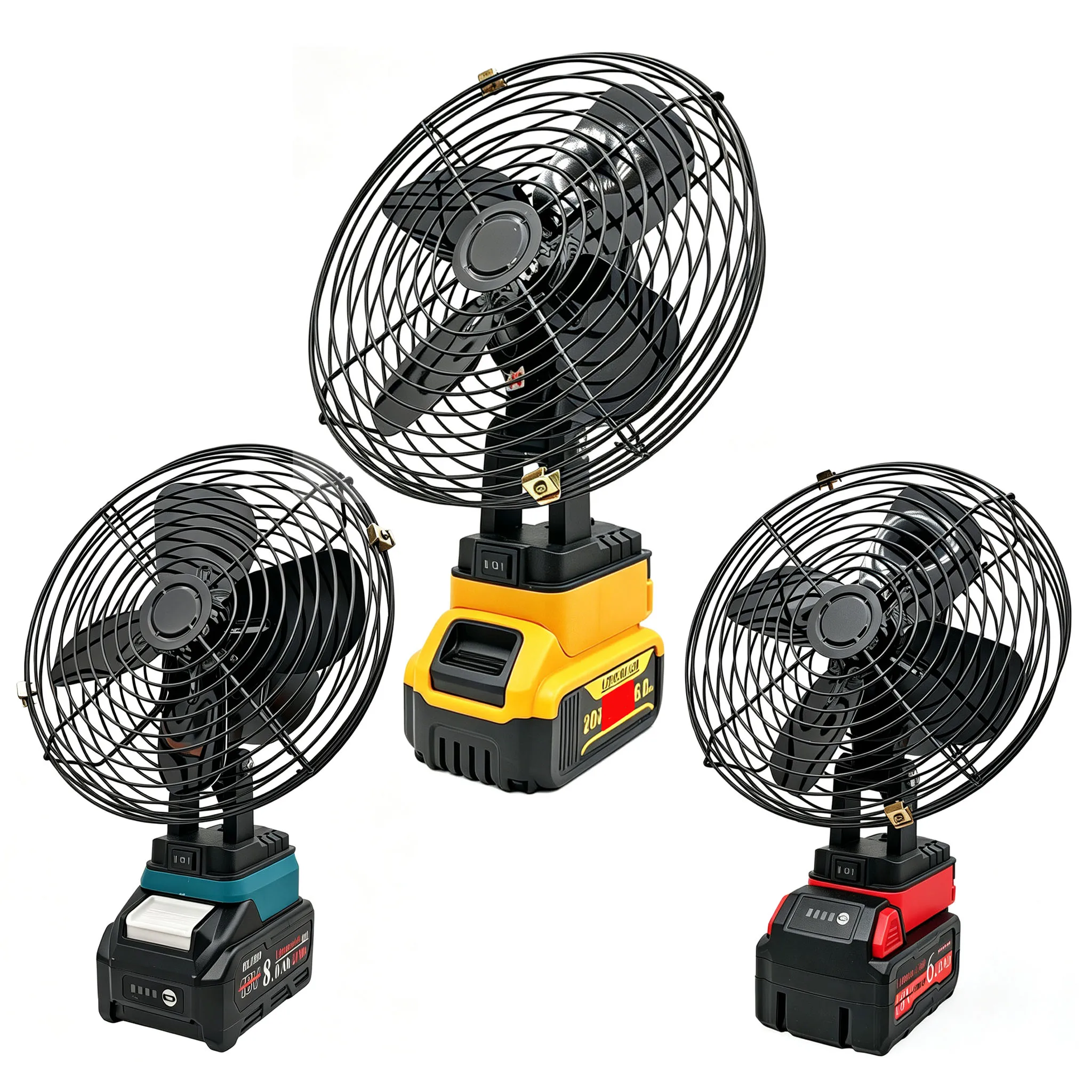Camping Fan Outdoor Fishing Desktop Metal Strong Wind Fan For Makita For Dewalt For Milwaukee 18V Lithium Ion Battery For M18