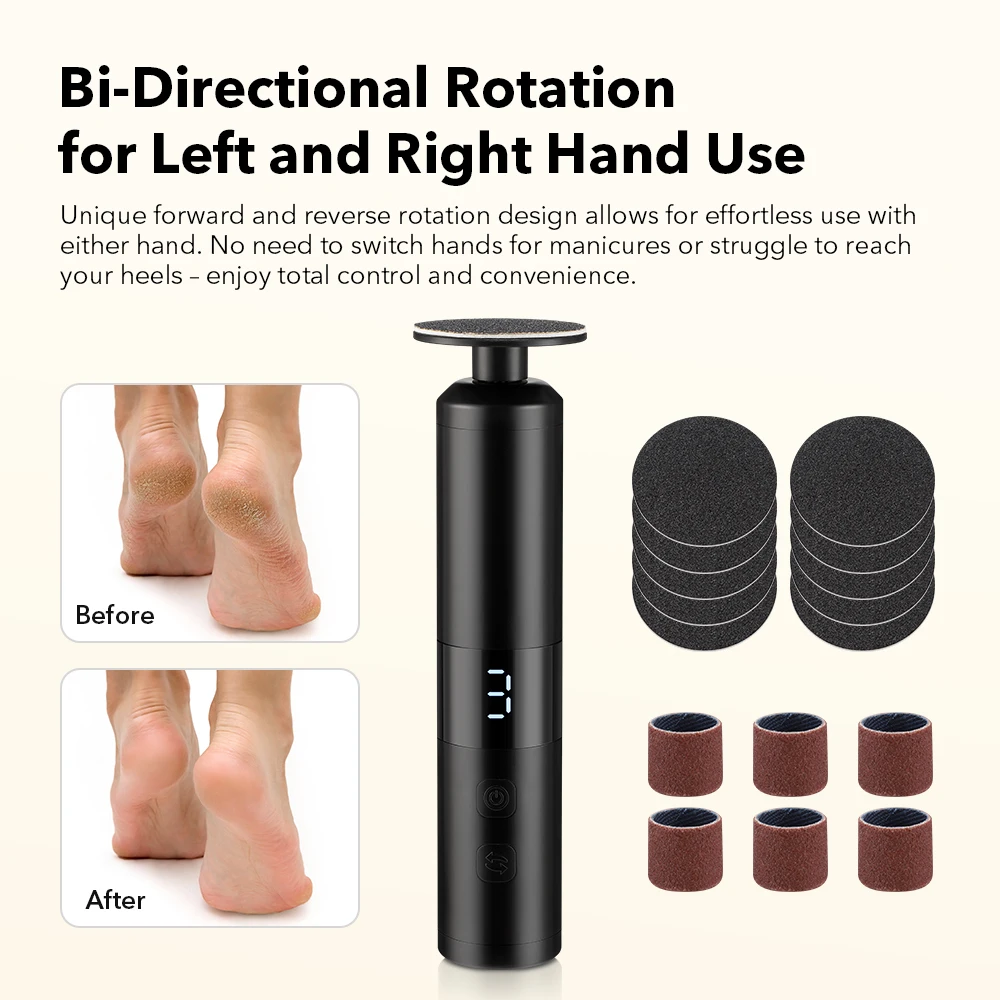 Electric Foot Dead Skin Remover 6 Speeds Rechargeable Foot File Heels Exfoliator Callus Removal Professional Pedicure Tool
