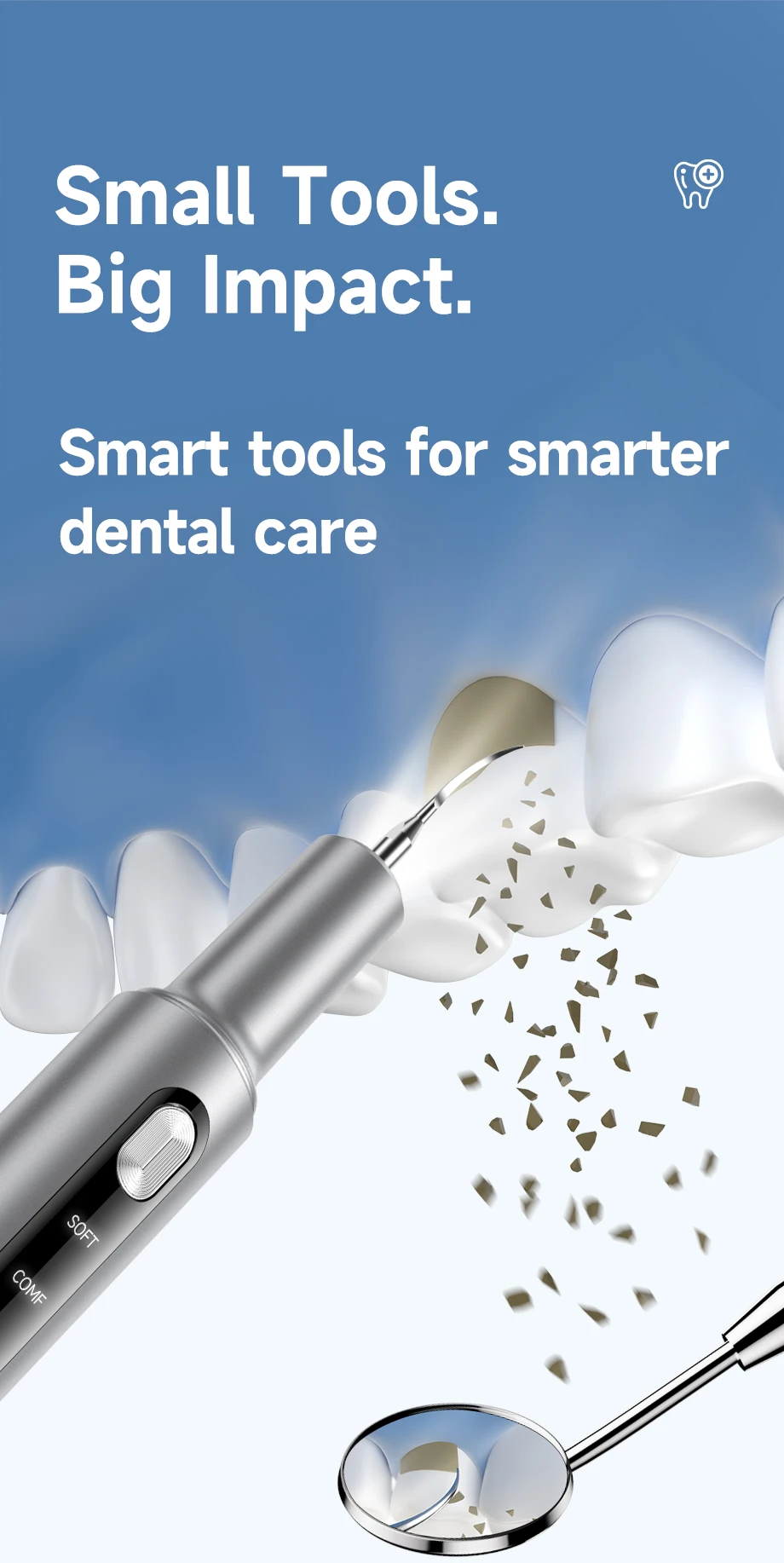 CURVY MOON T10 Electric Ultrasonic Calculus Scaler Tartar Eliminator Tooth Whiting Cleaning 5 Mode with UV LED Oral Care Tools