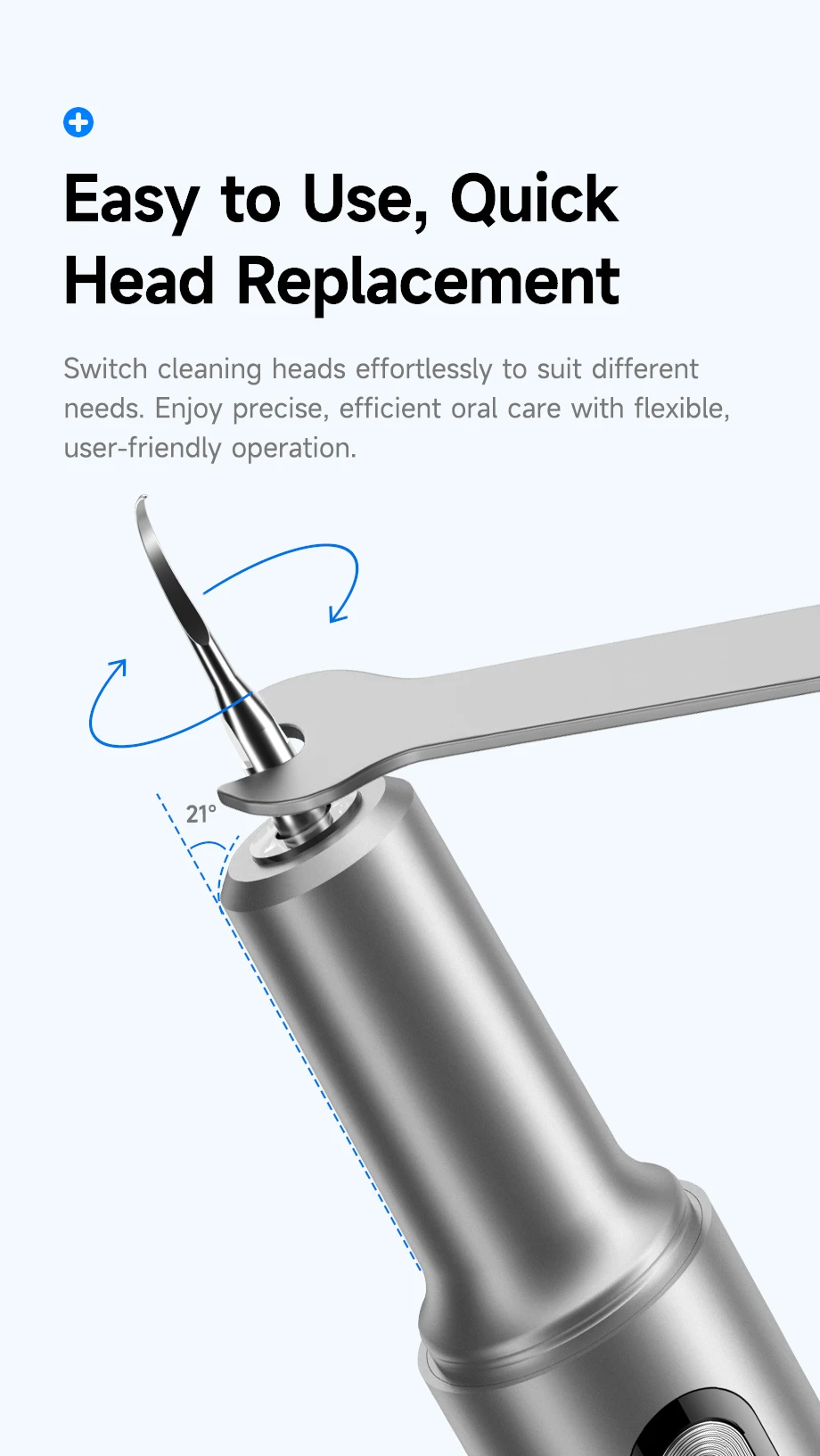 CURVY MOON T10 Electric Ultrasonic Calculus Scaler Tartar Eliminator Tooth Whiting Cleaning 5 Mode with UV LED Oral Care Tools