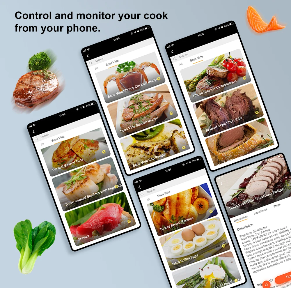 BioloMix 5th Generation Smart Sous Vide – Stainless Steel, IPX7 Waterproof, WiFi-Enabled Immersion Circulator with APP Control