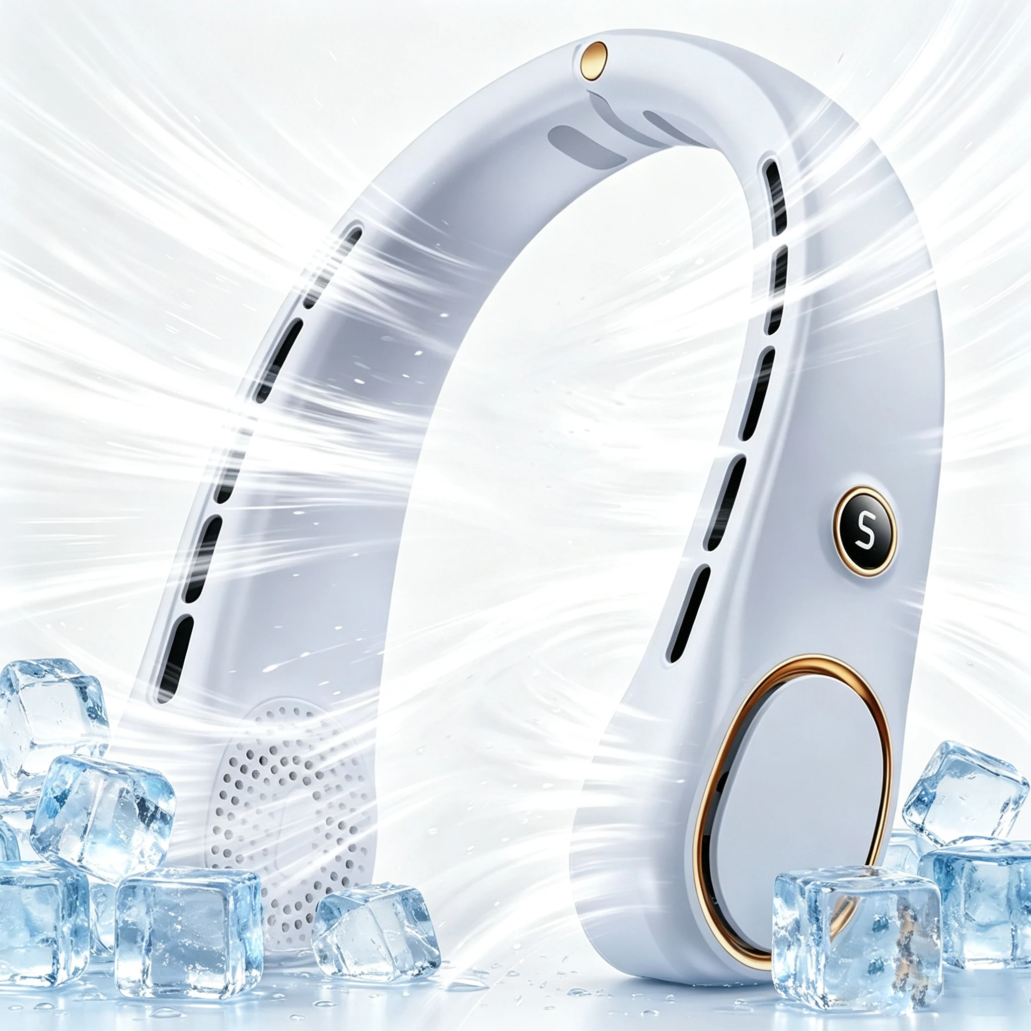 New Portable Neck Fan Upgraded, Long Battery Life Battery, Neck Support, 5 Speeds Gears Adjustment, Outdoor Wearable Hands-Free