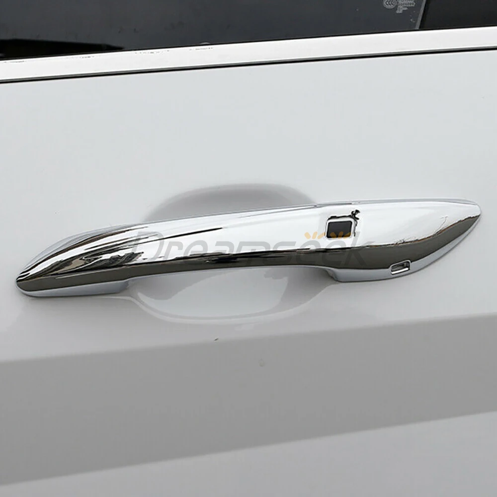 4PCs Door Handle Cover Exterior Trim For Hyundai Elantra CN7 2021 2022 2023 Chrome Molding With 2 Smart Key Hole