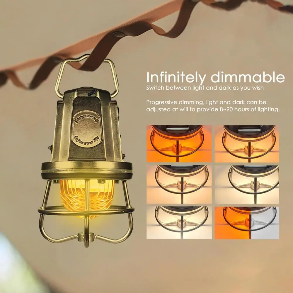Outdoor Camping Lights Vintage Rechargeable Long Battery Life Camp Lighting with Adjustable Lighting Modes for Living Room
