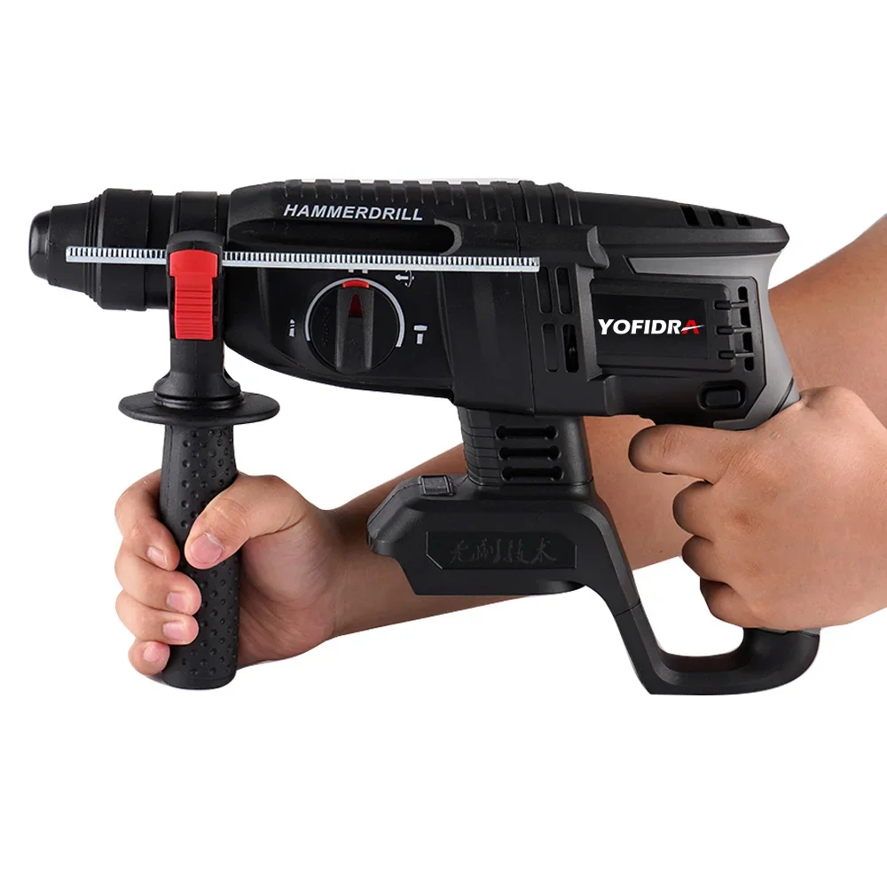 YOFIDRA 26mm Brushless Electric Hammer Electric Pick Impact Drill Multi-function Cordless Rotary Tool For Makita Battery Pin