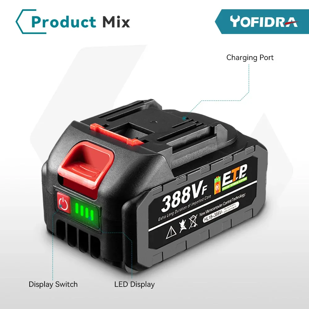 YOFIDRA 26mm Brushless Electric Hammer Electric Pick Impact Drill Multi-function Cordless Rotary Tool For Makita Battery Pin