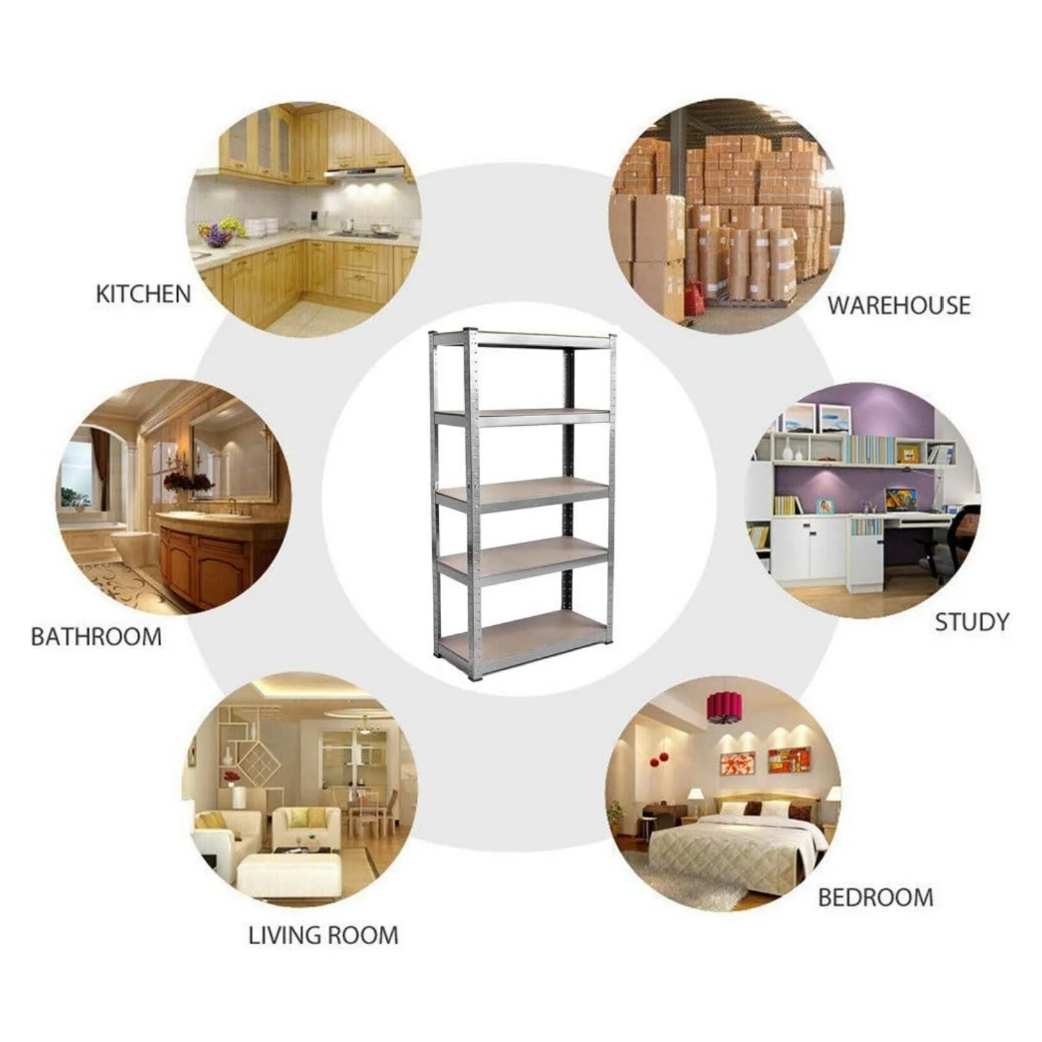 BRIEFNESS Multi-purpose Organiser 5 Tier Shelving Storage Racks Easy to Assemble Adjustable Height Workshop Storage Racks