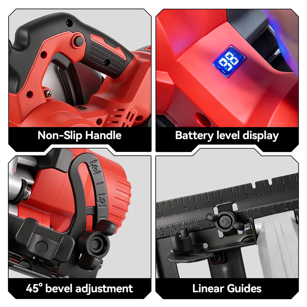 Brushless 7Inch 185mm Electric Circular Saw LED 11000RPM Cordless Adjustable Angle Woodwork Cutting Tool For Makita Battery Pin