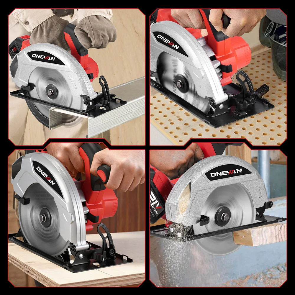 Brushless 7Inch 185mm Electric Circular Saw LED 11000RPM Cordless Adjustable Angle Woodwork Cutting Tool For Makita Battery Pin