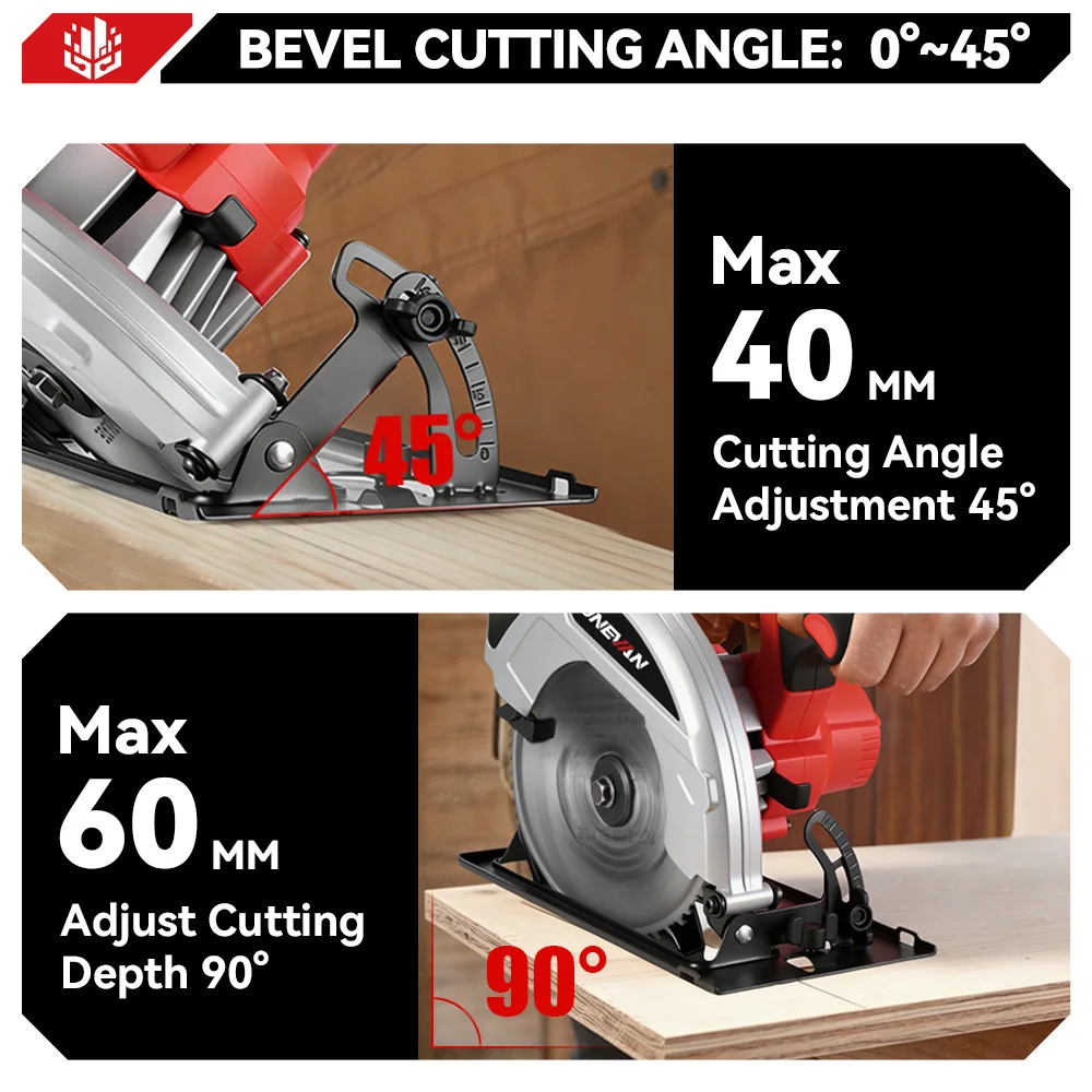 Brushless 7Inch 185mm Electric Circular Saw LED 11000RPM Cordless Adjustable Angle Woodwork Cutting Tool For Makita Battery Pin
