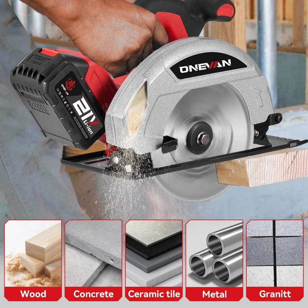 Brushless 7Inch 185mm Electric Circular Saw LED 11000RPM Cordless Adjustable Angle Woodwork Cutting Tool For Makita Battery Pin