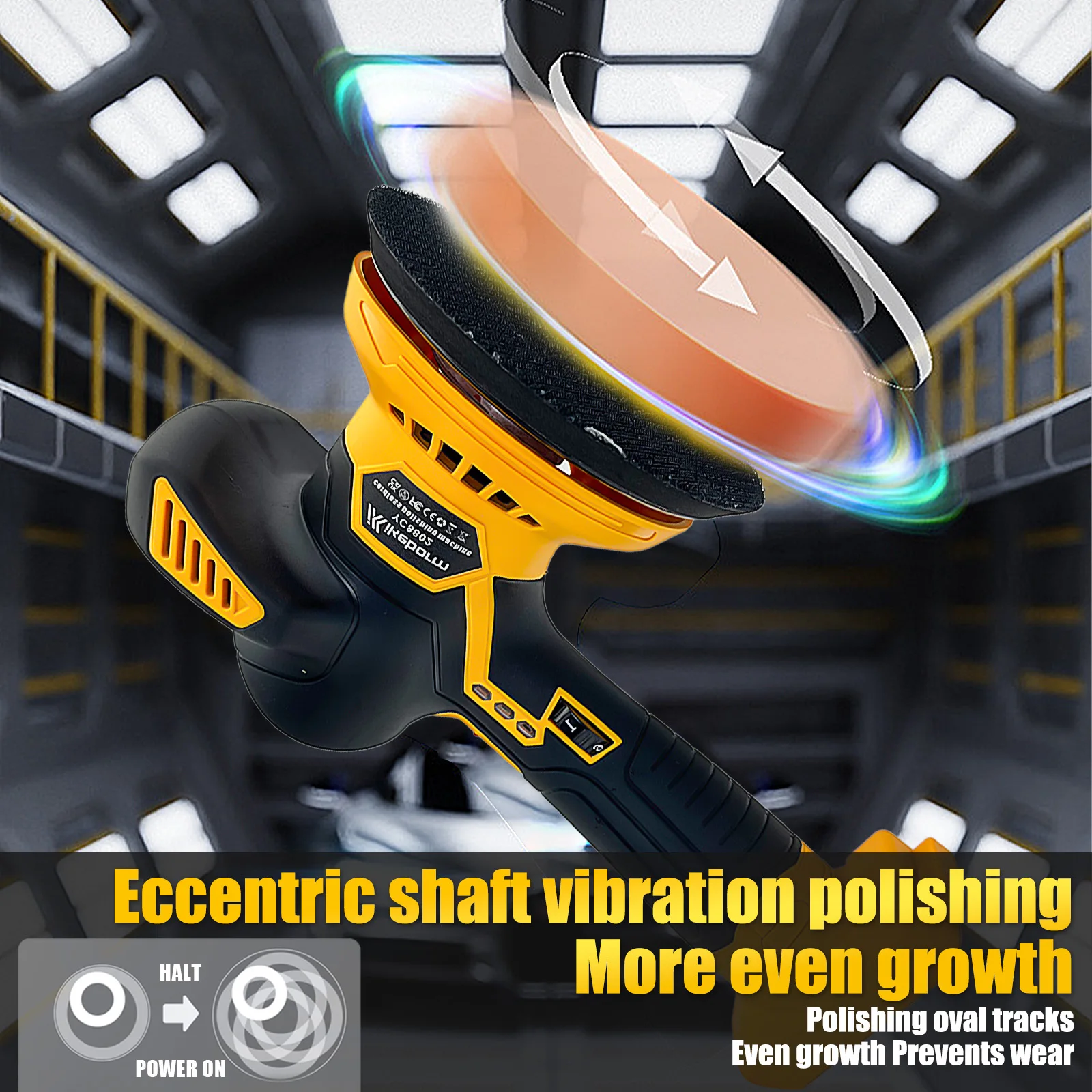 Cordless Car Polisher for Dewalt 20V Battery 6 Variable Speed 5000RPM Car Buffer Polisher for Car Detailing Waxing (No Battery)