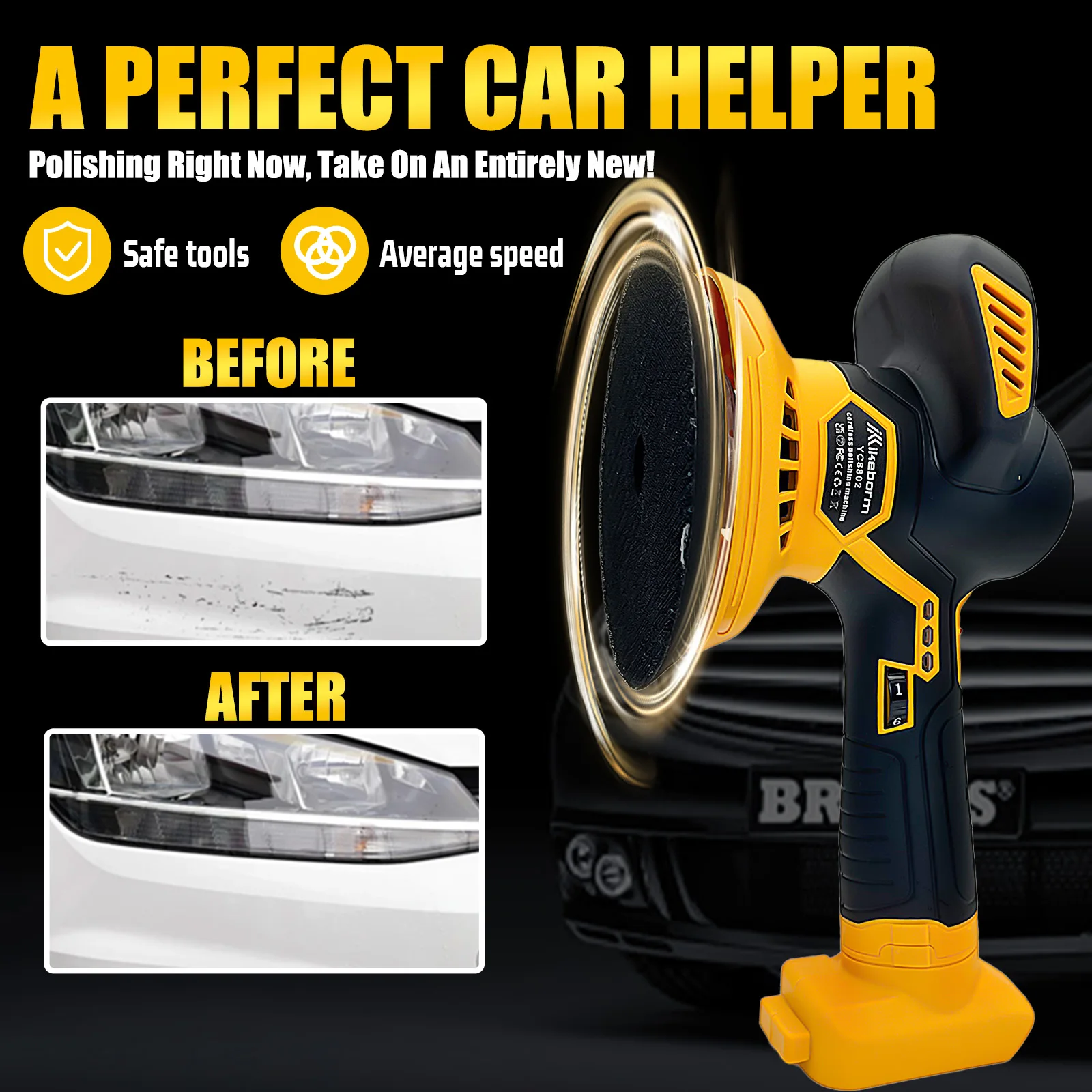 Car Polisher Electric Polishing Machine Replacement for Dewalt, Wireless Waxing Sanding Sealing Glaze Tool Sander Power Tools
