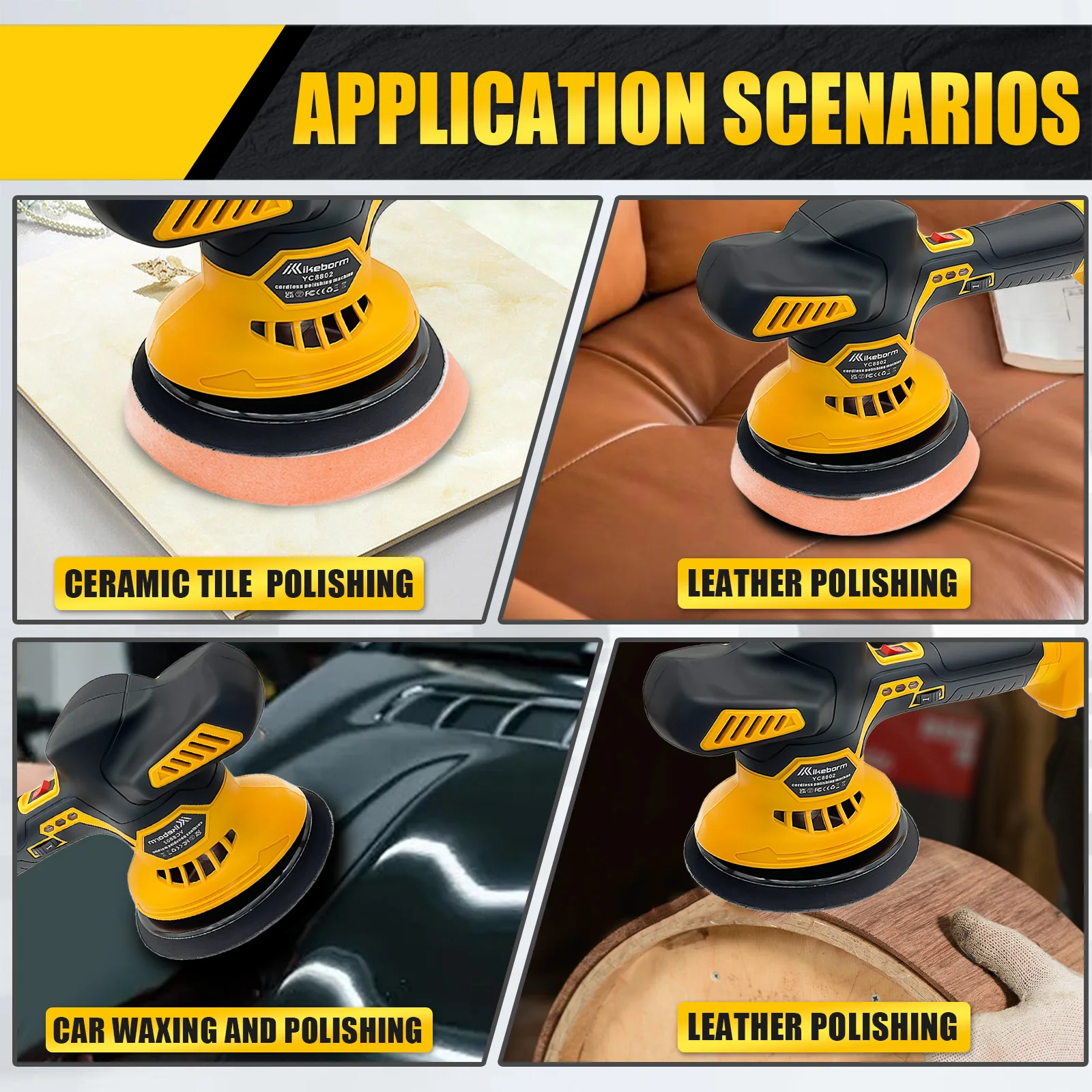 Car Polisher Electric Polishing Machine Replacement for Dewalt, Wireless Waxing Sanding Sealing Glaze Tool Sander Power Tools